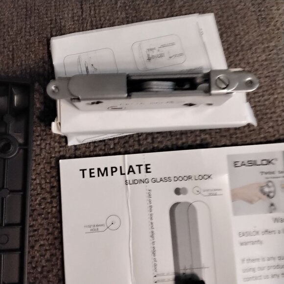 Easilok Sliding Glass Door Lock Set With Template & Screws Black - Picture 2 of 5